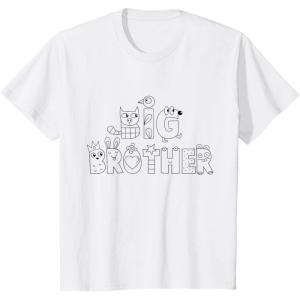 imageKids Big Brother Coloring DIY Kit with Fabric Markers Toddler TShirtWhite