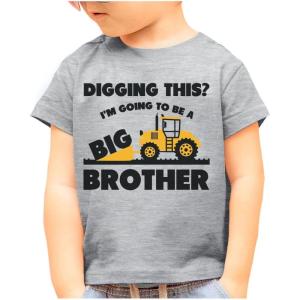 imageTstars Digging This Im Going to Be a Big Brother Shirt Baby Pregnancy Announcement Boys Sibling Toddler Kids TShirtGray