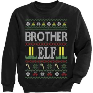 imageTstars Matching Family Elf Ugly Christmas Sweatshirts for Mom Dad Son Daughter Outfits Brother Kids XLarge Black