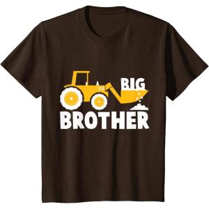 imageKids Big Brother Gift  Tractor Loving Boy Toddler Kids TShirt TShirtBrown
