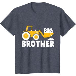 imageKids Big Brother Gift  Tractor Loving Boy Toddler Kids TShirt TShirtHeather Blue
