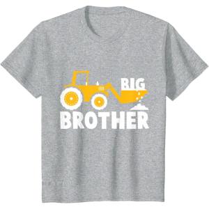 imageKids Big Brother Gift  Tractor Loving Boy Toddler Kids TShirt TShirtHeather Grey