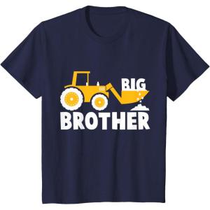 imageKids Big Brother Gift  Tractor Loving Boy Toddler Kids TShirt TShirtNavy Blue