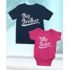 imageTstars Big Brother Little Sister Matching Outfits Baby Announcement Sibling Shirts SetKids Shirt Navy  Baby Wow Pink