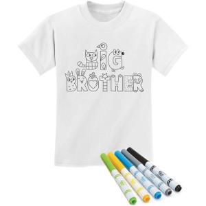 imageTstars Big Brother Coloring DIY Kit with Fabric Markers Toddler Kids TShirt 56 WhiteWhite