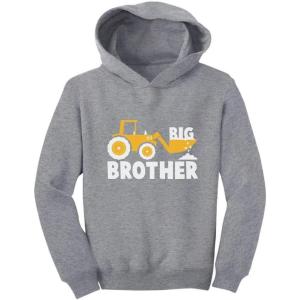 imageTstars  Big Brother Gift  Tractor Loving Boy Toddler HoodieGray