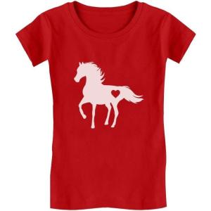 imageTstars  Gift for Horse Lover Love Horses ToddlerKids Girls Fitted TShirt 2T Red