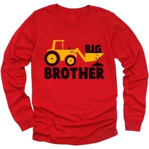 imageTstars Big Brother Shirt Tractor Print Long Sleeve TShirt for Toddler BoysRed