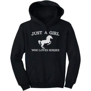 imageTstars Just a Girl Who Loves Horses Hoodie Horse Gifts Equestrian Horseback Riding Kids Girls HoodieBlack