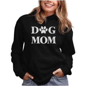 imageTstars Dog Mom Sweatshirt Hoodie Women Teen Girls Gifts for Dogs Lover Paw Print Womens HoodiesBlack
