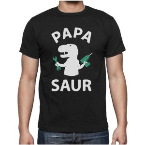 imageTstars Papa Saur Shirt Fathers Day Dad Grandpa Shirts for Men Gifts for Dads Dinosaur Theme Funny Trex Mens TShirtBlack