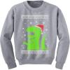 imageTstars Big Green Trex Santa Ugly Christmas Sweater  Funny Youth Kids SweatshirtGray