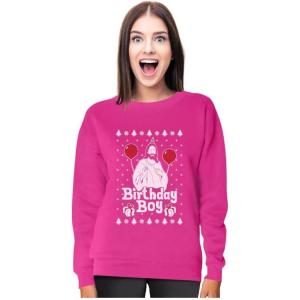 imageTstars Jesus Birthday Boy Ugly Christmas Sweater Xmas Holiday Women SweatshirtPink