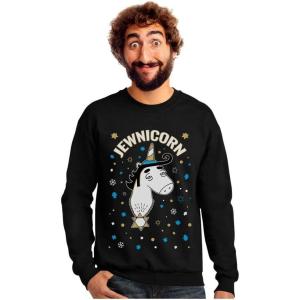 imageTstars Jewnicorn Funny Ugly Christmas Hanukkah Sweater Happy Holidays SweatshirtBlack