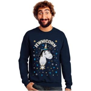 imageTstars Jewnicorn Funny Ugly Christmas Hanukkah Sweater Happy Holidays SweatshirtNavy