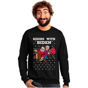 imageTstars Riding with Biden Ugly Christmas Sweater Funny Santa Joe Biden Xmas SweatshirtBlack