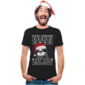 imageTstars Slothy Christmas Ugly Christmas Sweater Sloth TShirtBlack