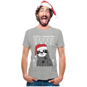 imageTstars Slothy Christmas Ugly Christmas Sweater Sloth TShirtGray