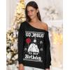imageTstars Go Jesus Its Your Birthday Ugly Christmas Sweater Off Shoulder SweatshirtBlack
