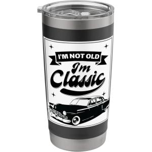 imageIm Not Old Im Classic Dad Birthday Christmas For Men Stainless Steel Insulated TumblerBlack