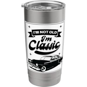 imageIm Not Old Im Classic Dad Birthday Christmas For Men Stainless Steel Insulated TumblerBrushed Steel