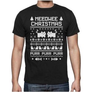 imageTstars Meeowee Christmas Ugly Sweater  Cute Xmas Party TShirtBlack