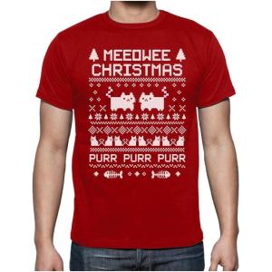 imageTstars Meeowee Christmas Ugly Sweater  Cute Xmas Party TShirtRed