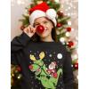 imageTstars Trex Ugly Christmas Sweater Style Santa Riding Dino Youth Kids SweatshirtBlack