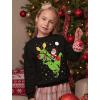 imageTstars Trex Ugly Christmas Sweater Style Santa Riding Dino Youth Kids SweatshirtBlack