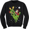 imageTstars Trex Ugly Christmas Sweater Style Santa Riding Dino Youth Kids SweatshirtBlack