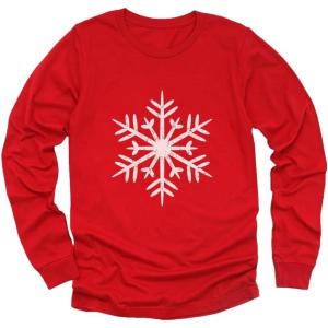 imageTstars Big White Snowflake Ugly Christmas Sweater Style Xmas Holiday Long Sleeve TShirt for Toddlers and Youth KidsRed
