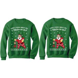 imageTstars Funny Ugly Christmas Matching Sweatshirts for Couples Men Women Pullover Set Men Green XXLargeWomen Green Medium