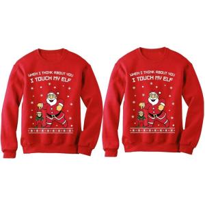imageTstars Funny Ugly Christmas Matching Sweatshirts for Couples Men Women Pullover Set Men Red LargeWomen Red Large