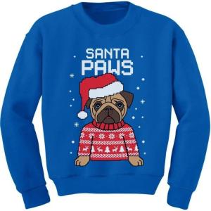 imageTstars Santa Pug Kids Ugly Christmas Sweatshirt Tacky Sweater Style Xmas Holiday Sweatshirts for Youth Boys ampamp GirlsBlue