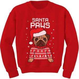 imageTstars Santa Pug Kids Ugly Christmas Sweatshirt Tacky Sweater Style Xmas Holiday Sweatshirts for Youth Boys ampamp GirlsRed