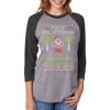 imageTstars Mele Kalikimaka Hawaiian Santa Ugly Christmas 34 Sleeve Women Raglan ShirtBlackGray