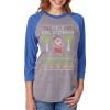 imageTstars Mele Kalikimaka Hawaiian Santa Ugly Christmas 34 Sleeve Women Raglan ShirtBlueGray