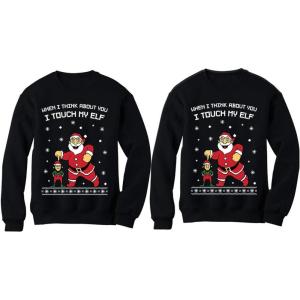 imageTstars Funny Ugly Christmas Matching Sweatshirts for Couples Men Women Pullover Set Men Black XXLargeWomen Black Small