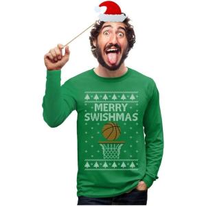 imageTstars Merry Swishmas Sweatshirt Basketball Ugly Christmas Sweater Style Long SleeveGreen