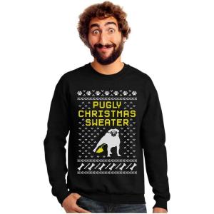 imageTstars Pugly Christmas Sweater  Funny Pug Ugly Christmas Sweater Xmas Party SweatshirtBlack