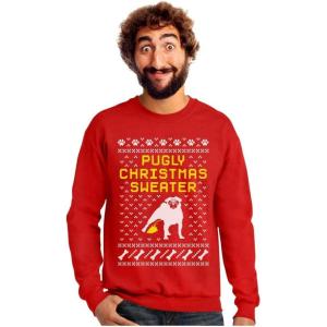imageTstars Pugly Christmas Sweater  Funny Pug Ugly Christmas Sweater Xmas Party SweatshirtRed