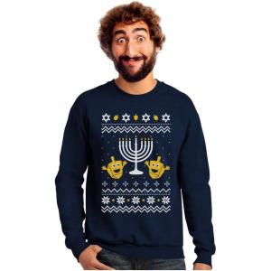 imageTstars TeeStars  Funny Jewish Holidays Ugly Christmas Hanukkah SweatshirtNavy