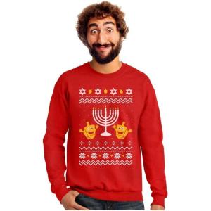 imageTstars TeeStars  Funny Jewish Holidays Ugly Christmas Hanukkah SweatshirtRed