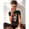 imageTstars Funny Halloween Tee Women Skeleton Graphic Short Sleeve Tops Women TShirtBlack