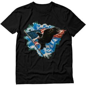 imageTstars Distressed USA Flag Shirt Memorial Day 4th of July Shirts for Men Patriotic American Eagle Mens TShirtBlack