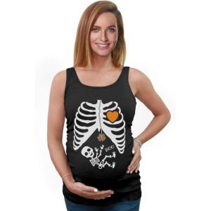 imageTstars Halloween Pregnant Skeleton Xray Costume Maternity Tank TopBlack