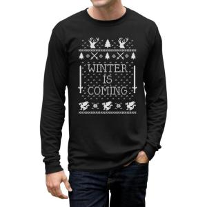 imageTstars Mens  Christmas is Coming Ugly Christmas Sweater Long Sleeve TShirtBlack