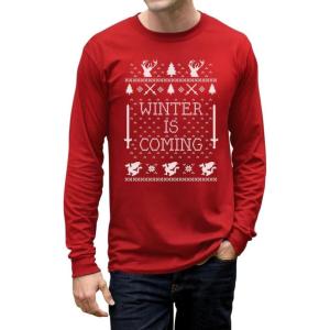 imageTstars Mens  Christmas is Coming Ugly Christmas Sweater Long Sleeve TShirtRed