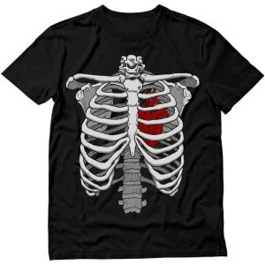 imageTstars Skeleton Rib Cage Heart Xray Halloween Easy Costume TShirtBlack