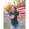 imageTstars American Heart Flag Girls 4th of July Shirt Memorial Day Patriotic Red White and Blue Toddler Kids Fitted TShirtBlack